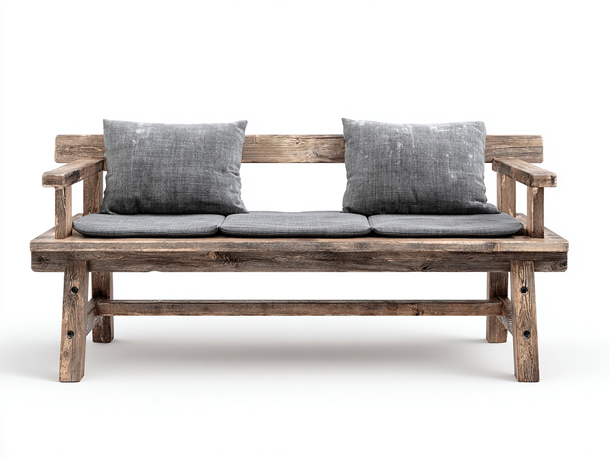 Panche da giardino - legno-tessuto - 168x60x76 cm - naturale-grigio - stile rustico-Lizolyhaven