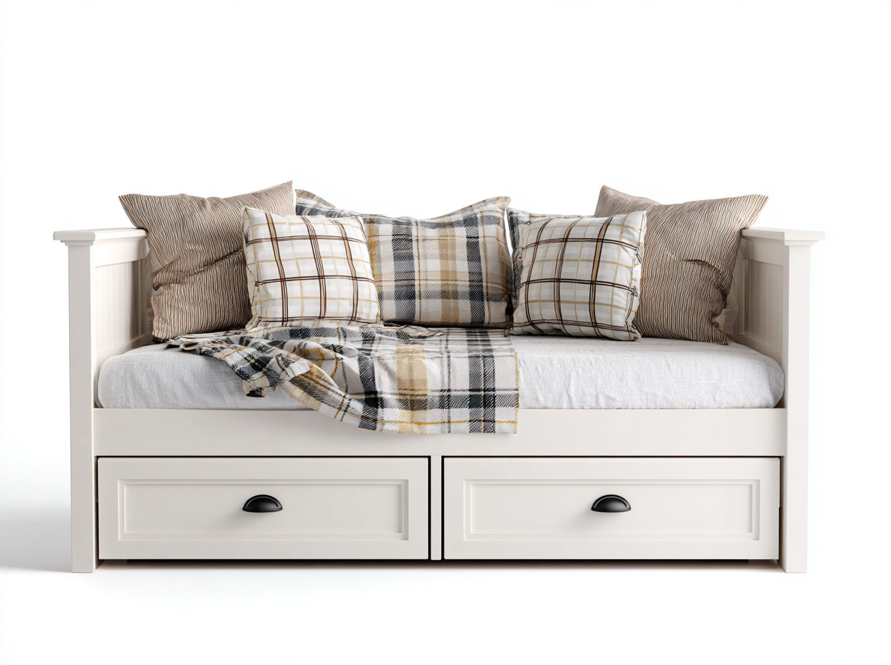 Divano letto - legno-tessuto - 212x90x83 cm - bianco-beige-nero - classico-Lizolyhaven