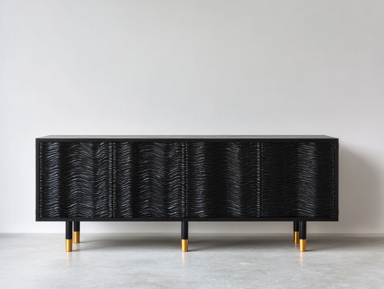 Mobile ingresso - legno ingegnerizzato-metallo - 190x43x76 cm - nero-oro - design moderno-Lizolyhaven