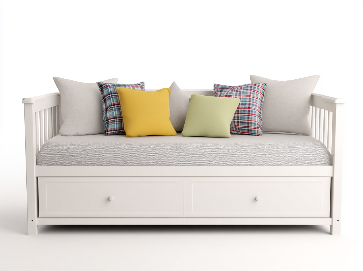 Divano letto - legno-tessuto - 210x90x80 cm - bianco-beige - moderno-Lizolyhaven
