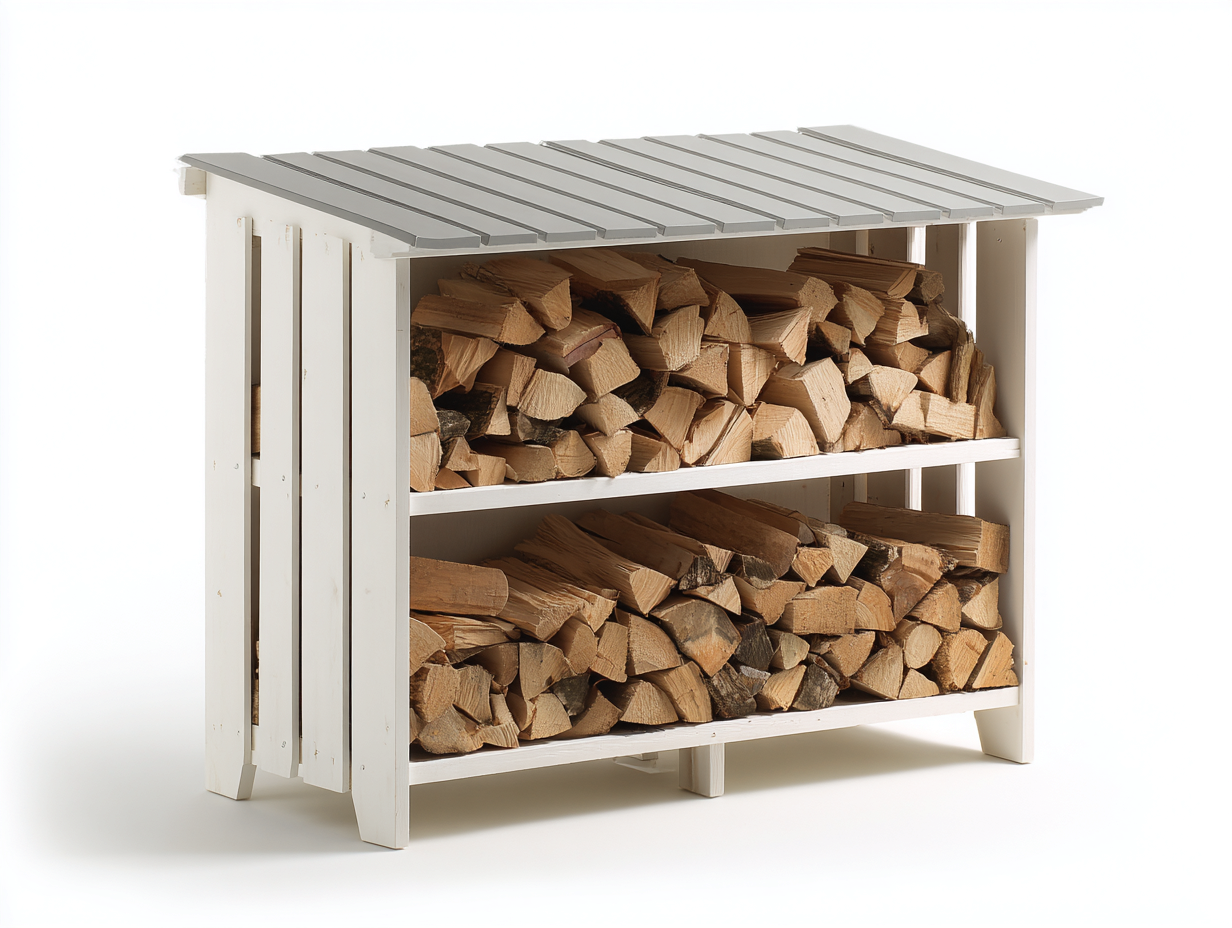 Portalegna - legno-metallo - 148x46x112 cm - bianco-grigio - stile moderno-Lizolyhaven