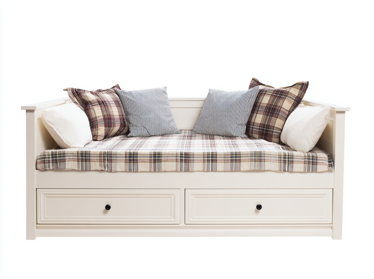 Divano letto - legno-tessuto - 213x90x80 cm - bianco-beige-nero - classico-Lizolyhaven