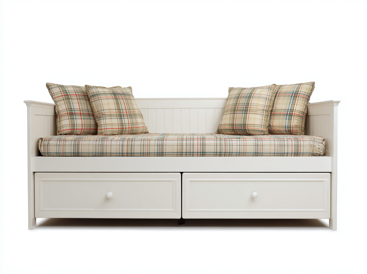 Divano letto - legno-tessuto - 211x88x81 cm - bianco-beige - classico-Lizolyhaven