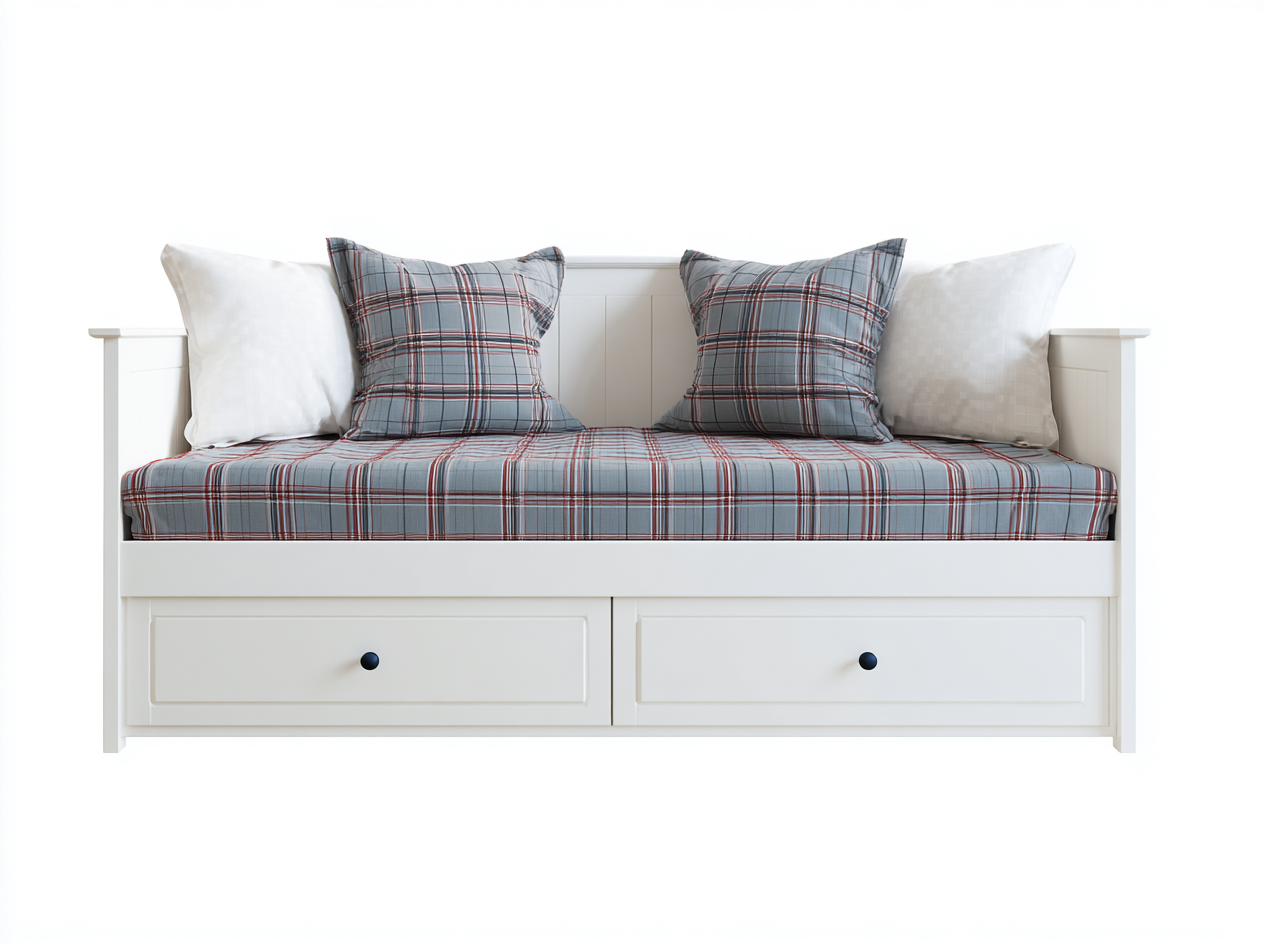 Divano letto - legno-tessuto - 208x87x78 cm - bianco-grigio - moderno-Lizolyhaven