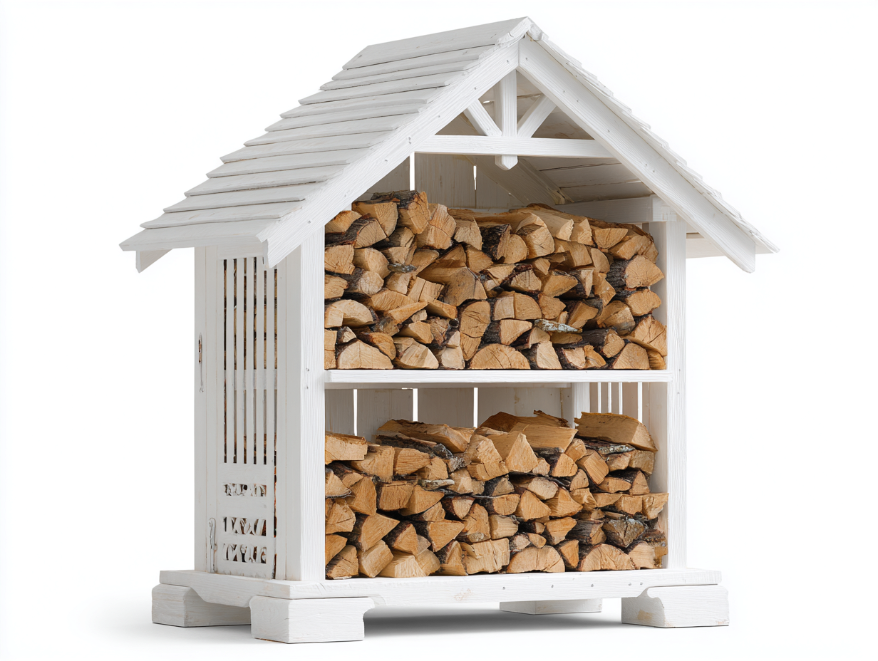 Portalegna - legno - 151x58x165 cm - bianco - stile rustico-Lizolyhaven