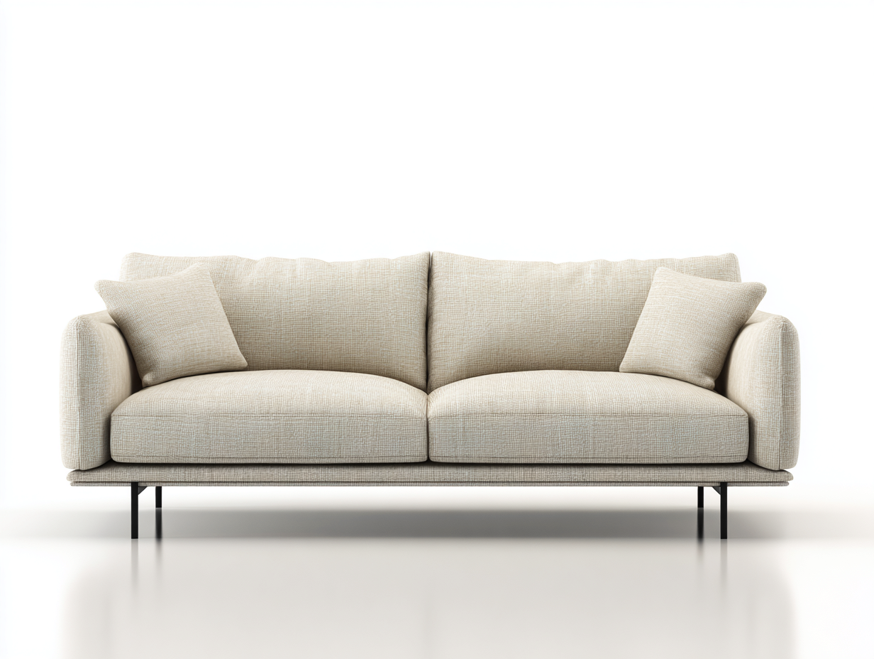 Divano lineare - tessuto-metallo - 192x88x77 cm - beige chiaro-nero - moderno-Minorhanest