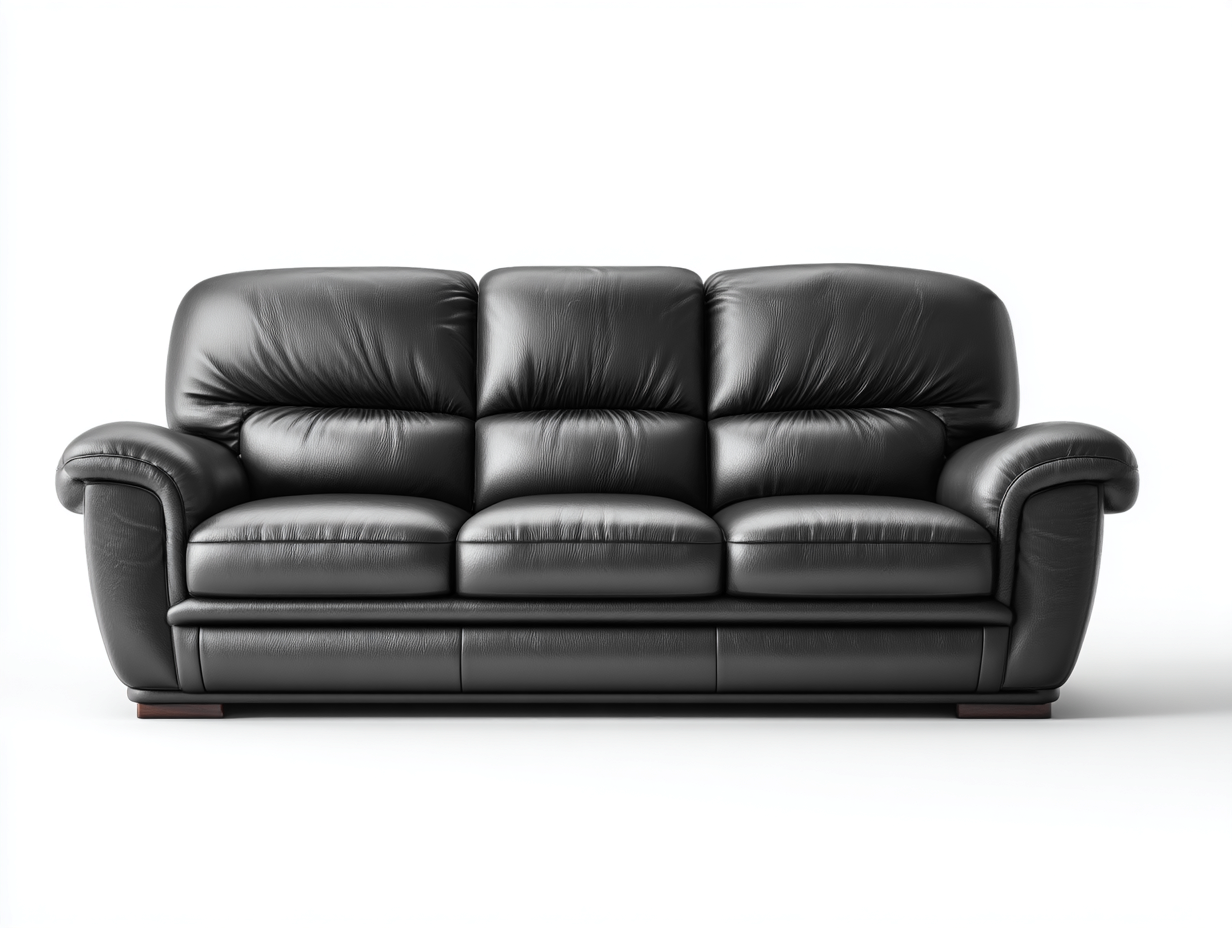 Divano lineare - pelle sintetica - 226x101x93 cm - nero - classico-Minorhanest