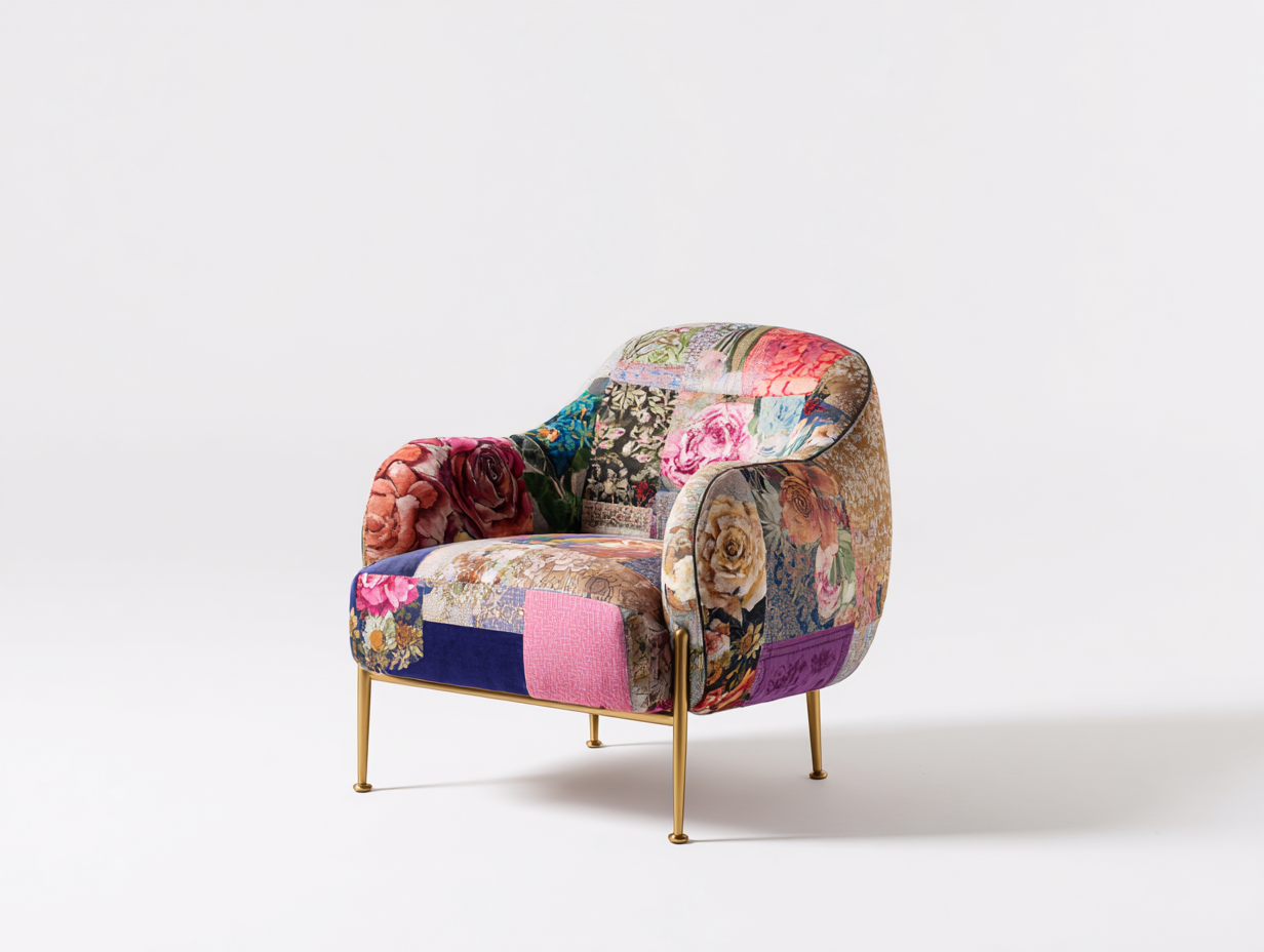 Poltrona - tessuto-metallo - 76x78x82 cm - multicolore-oro - moderno-Minorhanest