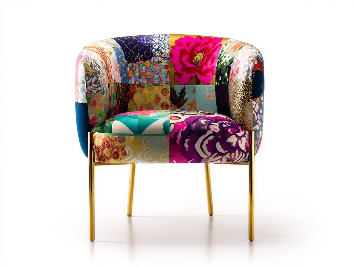 Poltrona - tessuto-metallo - 78x80x84 cm - multicolore-oro - contemporaneo-Minorhanest