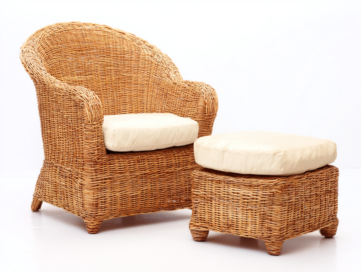 Poltrona da giardino - Rattan - 82 x 78 x 96 cm - Naturale-Crema - Stile artigianale-Minorhanest