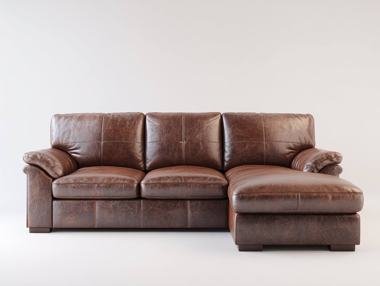 Divano angolare - pelle-legno - 278x168x90 cm - marrone vintage - classico-Minorhanest