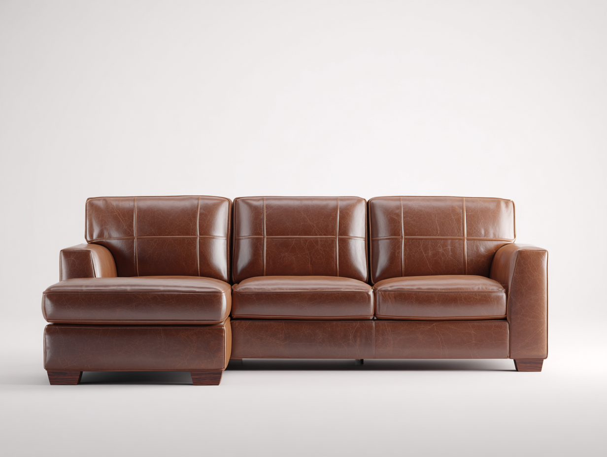 Divano angolare - pelle-legno - 270x158x87 cm - marrone cuoio - classico-Minorhanest