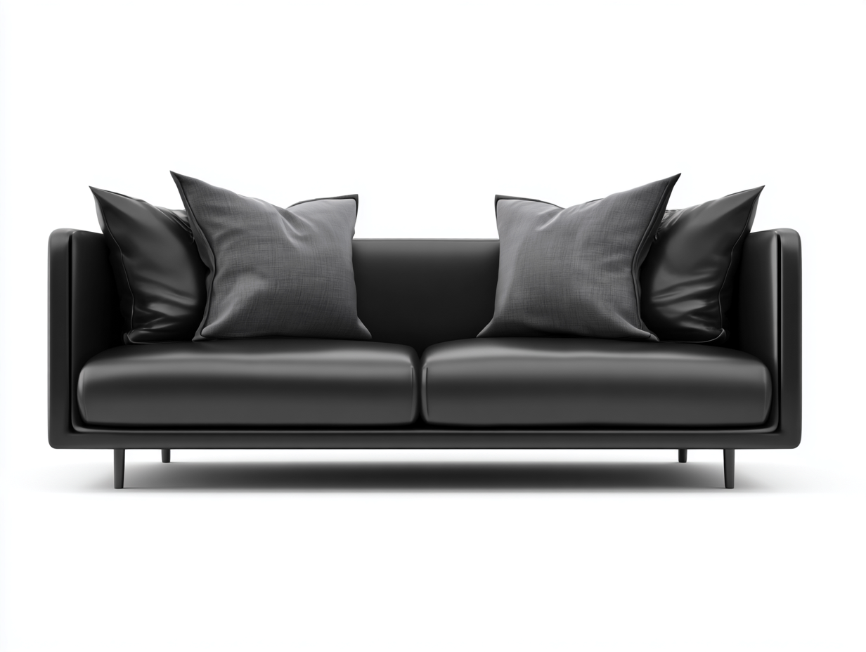 Divano lineare - pelle sintetica-metallo - 198x88x78 cm - nero - moderno-Minorhanest