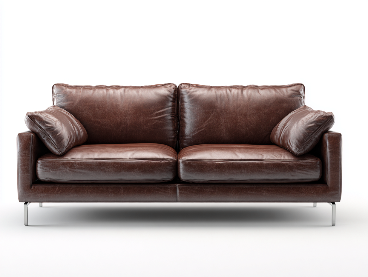 Divano lineare - pelle-metallo - 192x91x82 cm - marrone scuro - contemporaneo-Minorhanest
