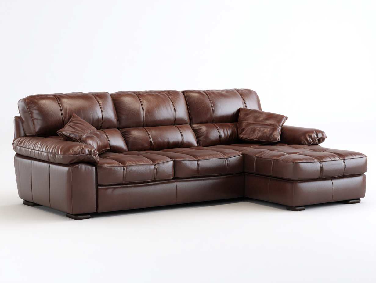 Divano angolare - pelle-legno - 305x182x92 cm - marrone cioccolato - luxury-Minorhanest