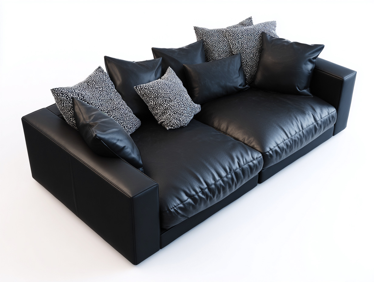 Divano lineare - pelle sintetica - 196x94x76 cm - nero - contemporaneo-Minorhanest