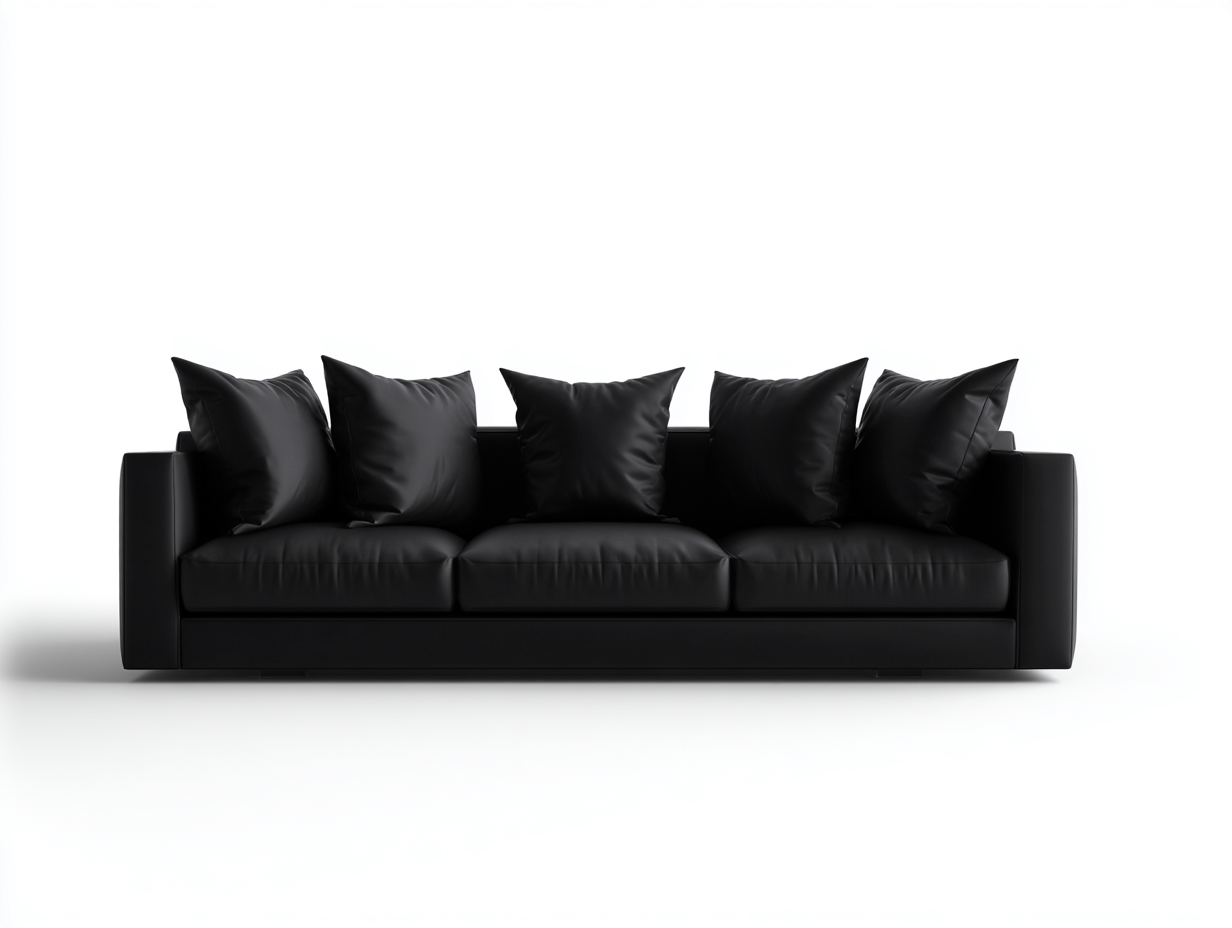 Divano lineare - pelle sintetica - 226x96x76 cm - nero - minimalista-Minorhanest
