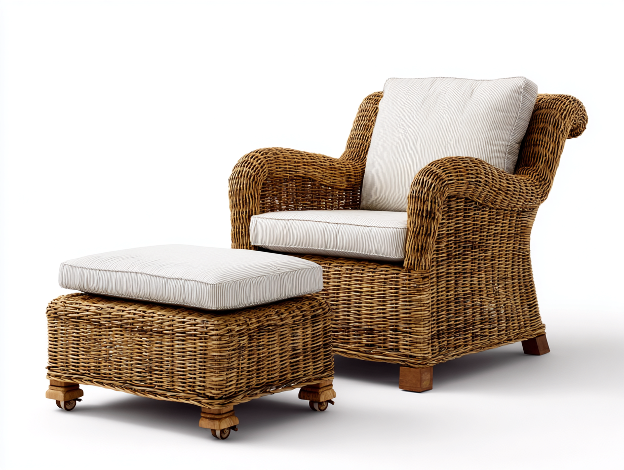 Poltrona da giardino - Rattan - 88 x 84 x 90 cm - Marrone-Crema - Stile classico-Minorhanest