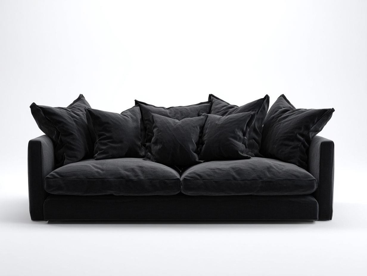 Divano lineare - tessuto - 196x96x78 cm - nero - casual-Minorhanest