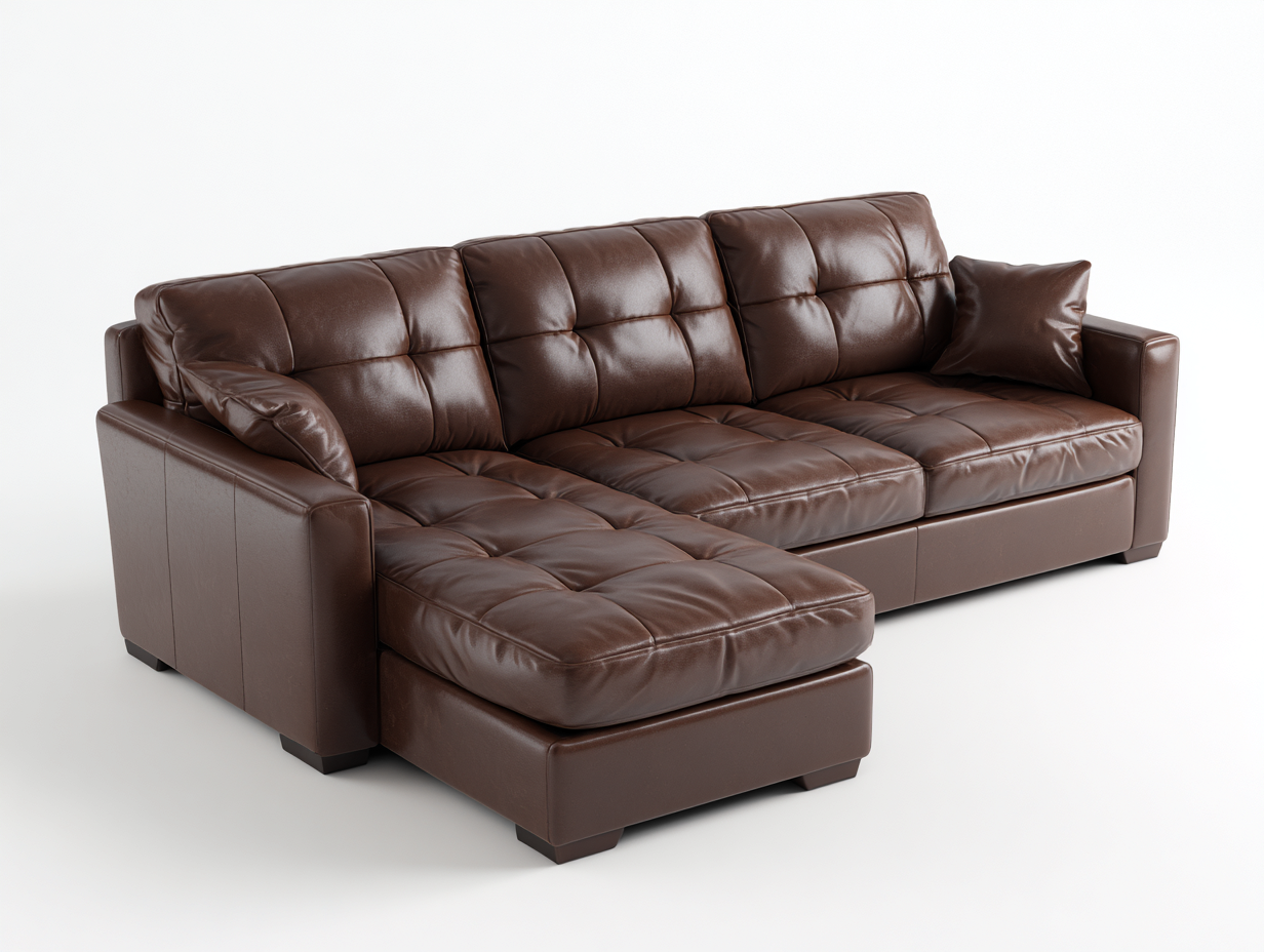 Divano angolare - pelle-legno - 288x172x89 cm - marrone cacao - moderno-Minorhanest