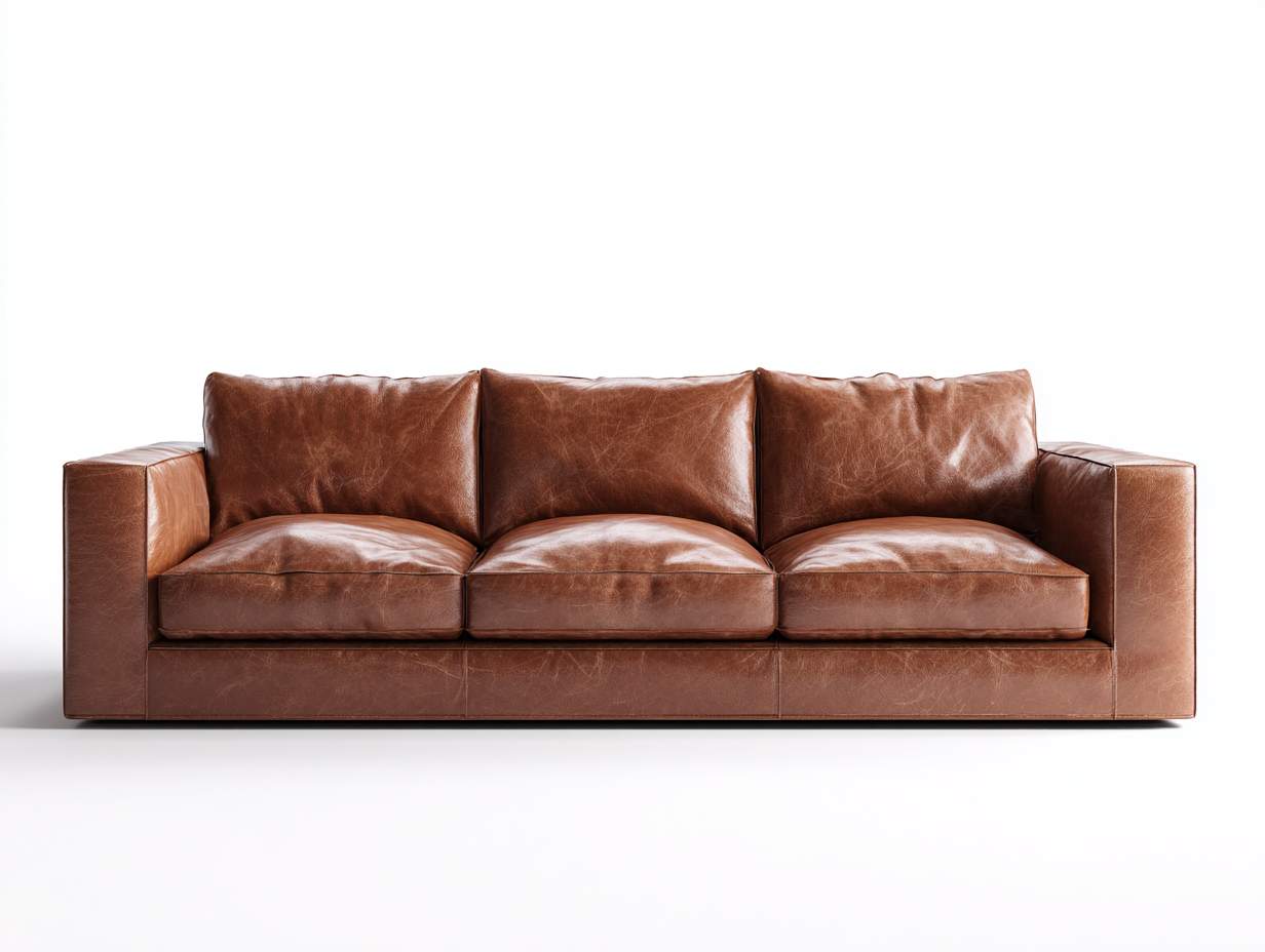 Divano lineare - pelle - 238x97x79 cm - marrone - industriale-Minorhanest