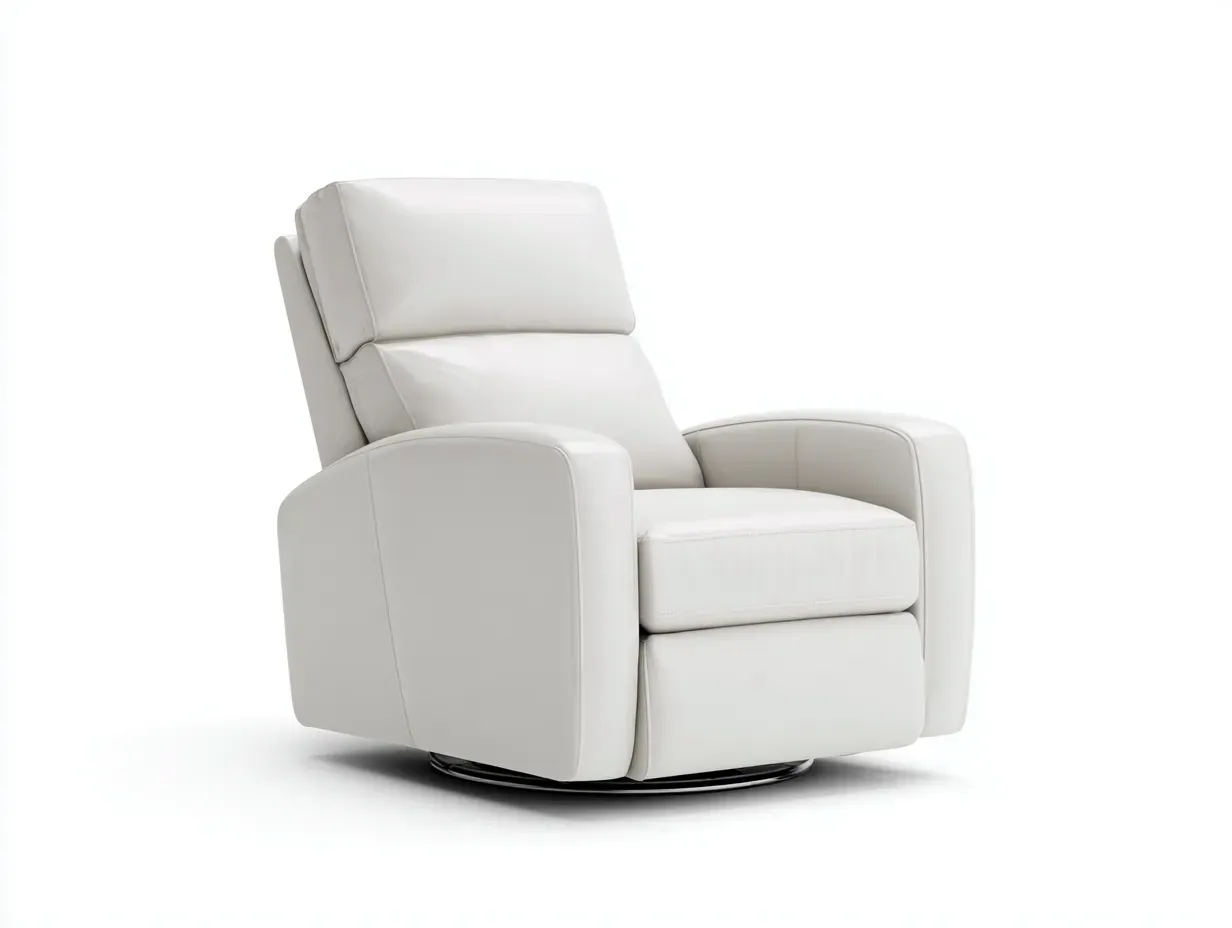 Sillón de piel 92x90x99 cm - blanco y negro - reclinable giratorio para salón