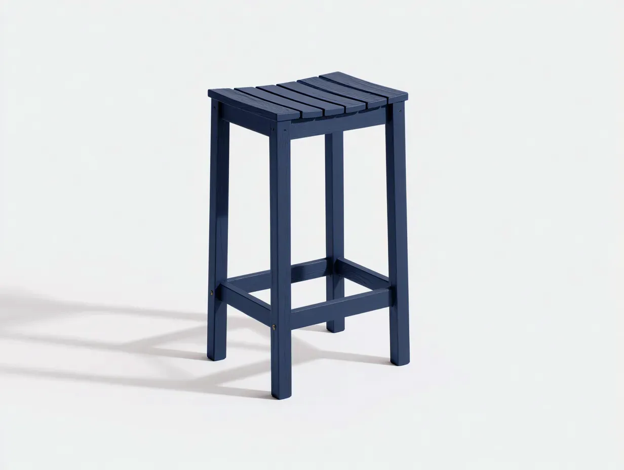 Taburete De Bar de madera pintada 40x40x78 cm - azul marino - asiento de listones para exterior