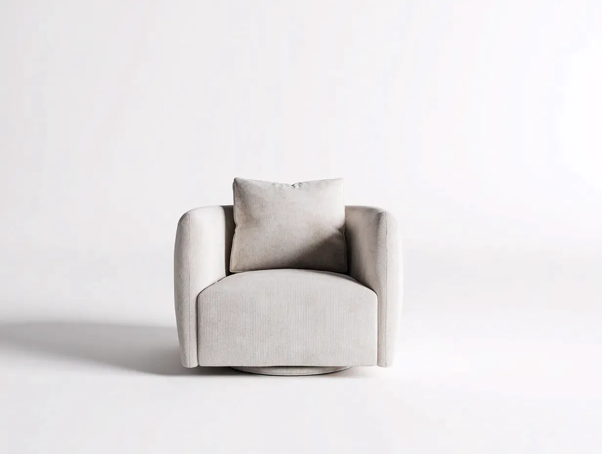 Sillón de tela 84x84x74 cm - beige y negro - brazos redondeados para salón