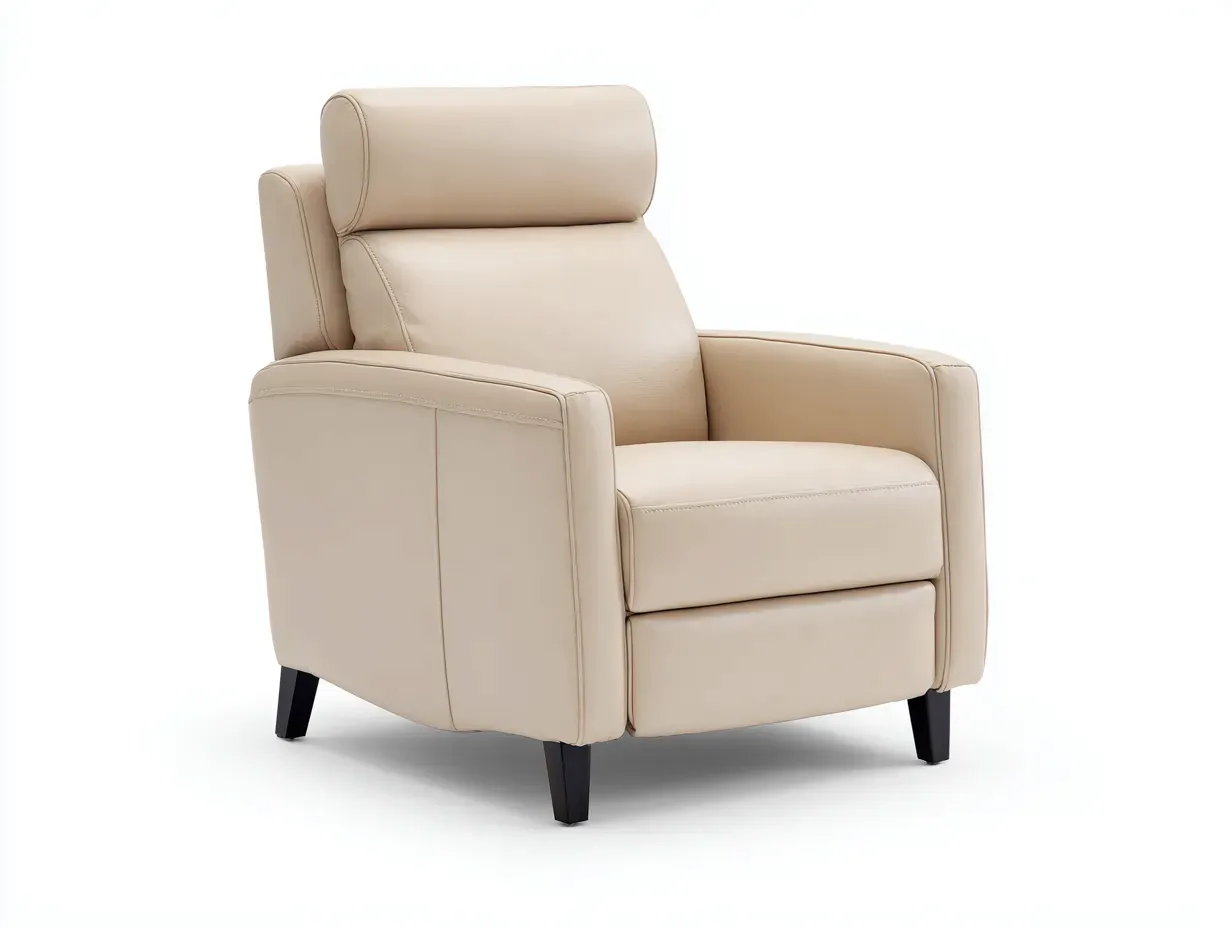 Sillón de piel 90x91x103 cm - beige y negro - reclinable para salón clásico