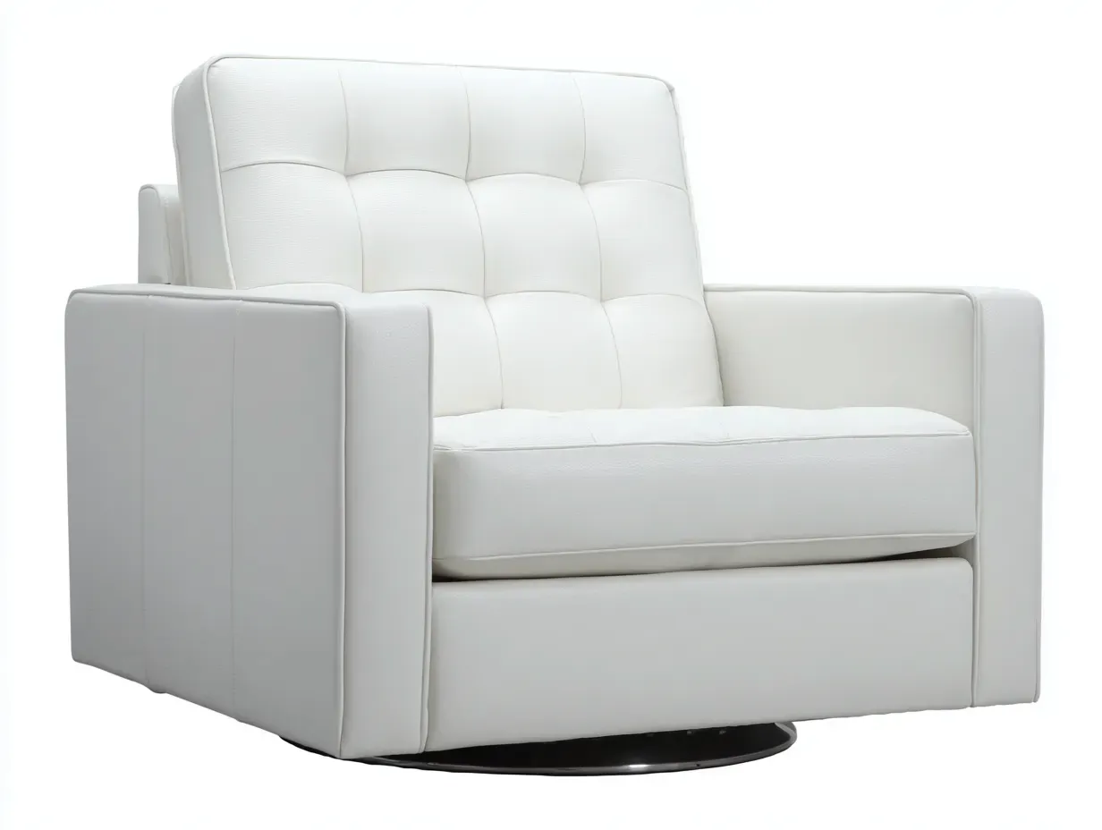 Sillón de piel 92x90x91 cm - blanco y negro - respaldo capitoné para salón