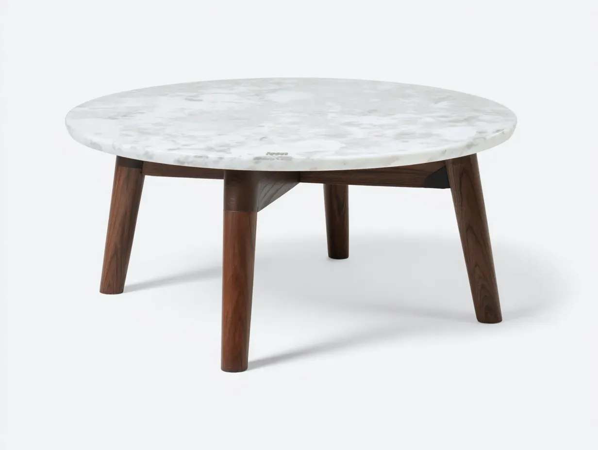 Mesa De Centro redonda madera oscura 90x90x45 cm - nogal oscuro - diseño central para salón