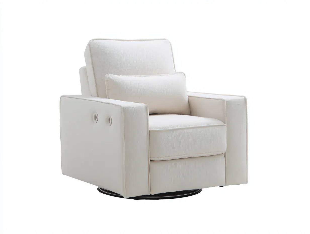 Sillón de tela 88x87x91 cm - blanco y negro - giratorio para salón cómodo