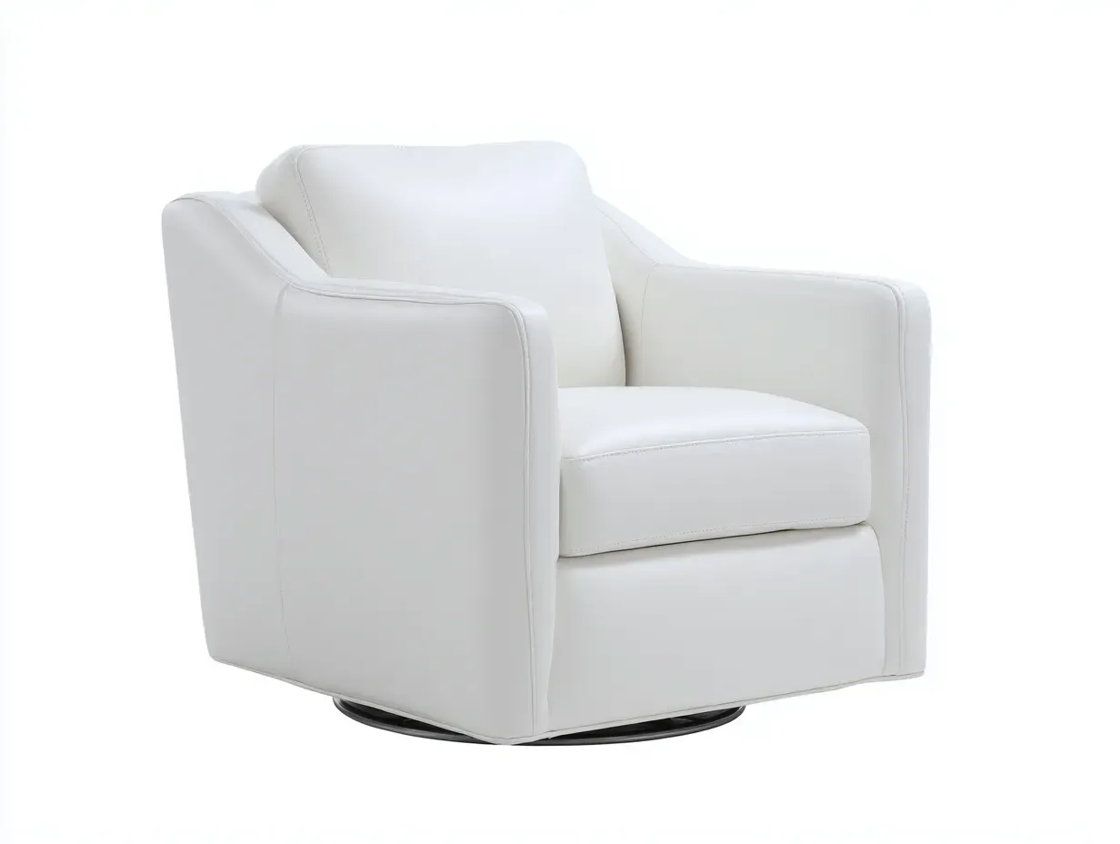 Sillón de piel 87x86x81 cm - blanco y negro - giratorio para salón minimalista