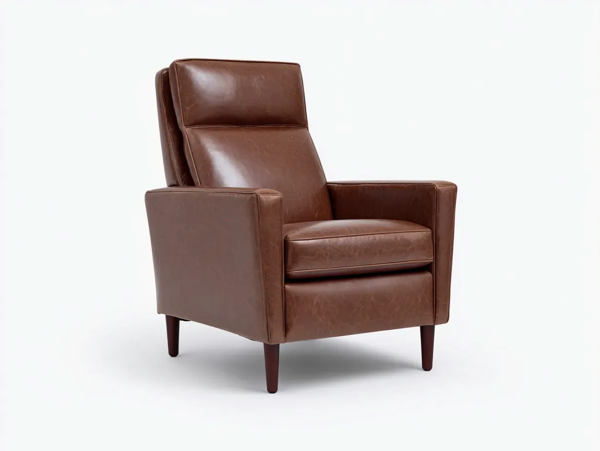 Sillón de piel 84x94x101 cm - coñac - diseño reclinable para salón