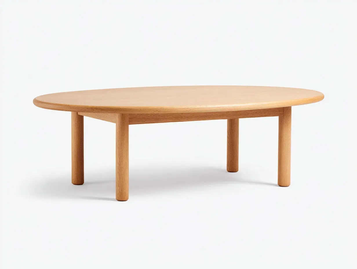 Mesa De Centro ovalada roble claro 120x65x43 cm - tablero redondeado para salón