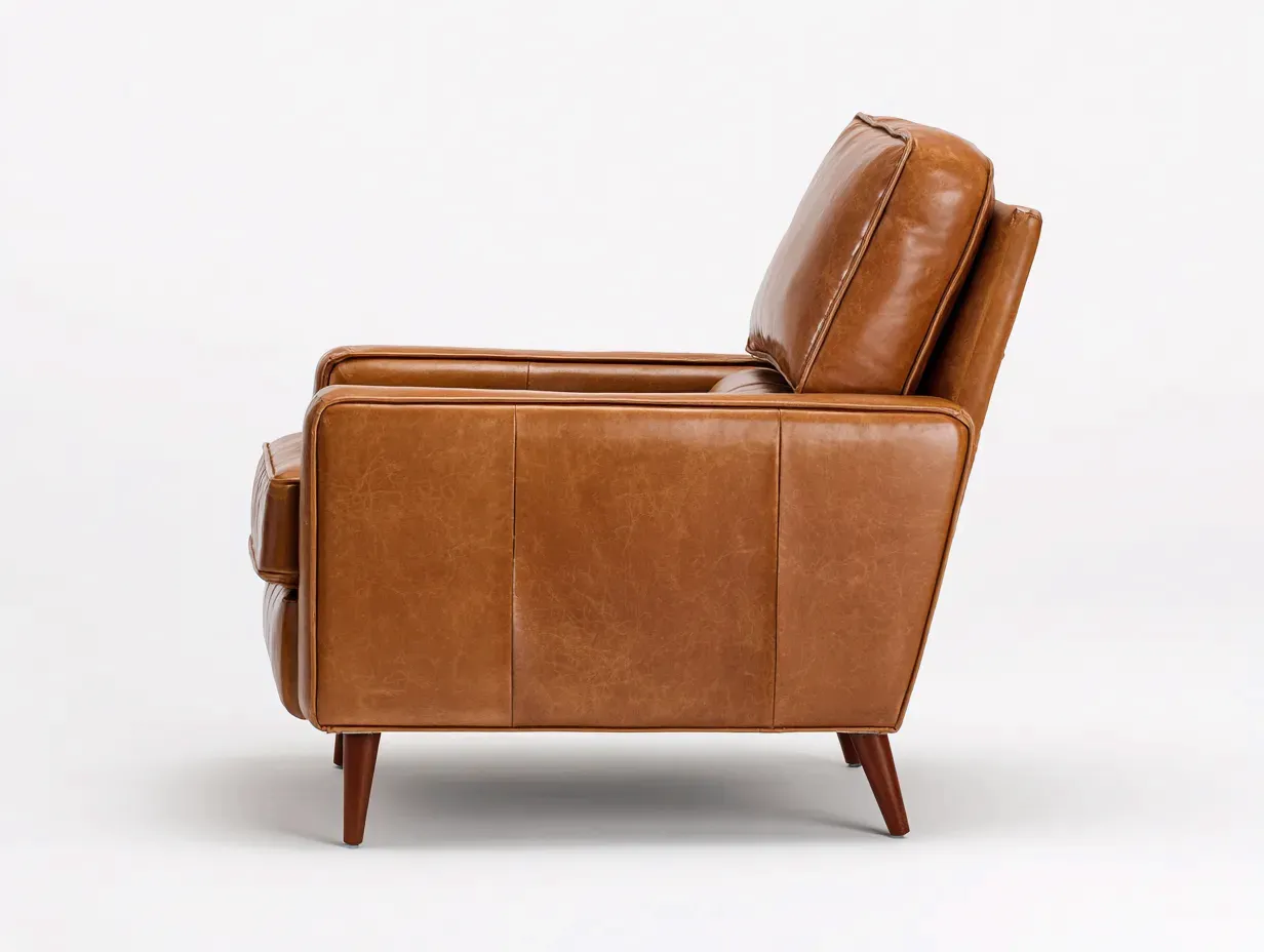 Sillón de piel 80x90x99 cm - marrón oscuro - brazos cuadrados para salón