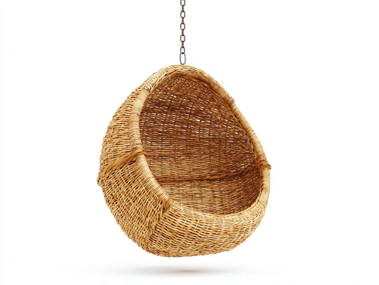 Hamaca colgante de ratán 92x76x120 cm - natural - para exterior con diseño de cesta profunda