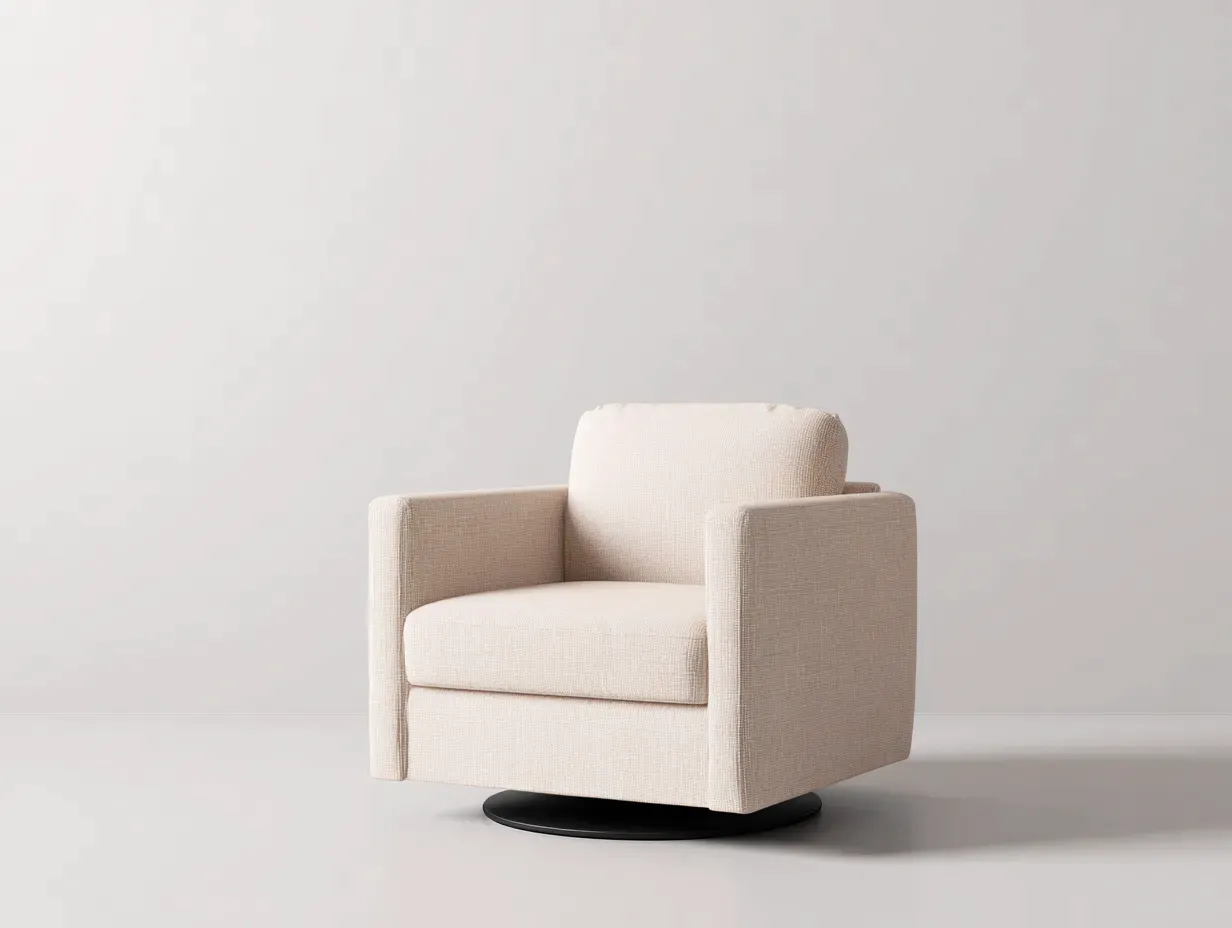 Sillón tapizado 88x86x78 cm - beige y negro - giratorio para salón moderno