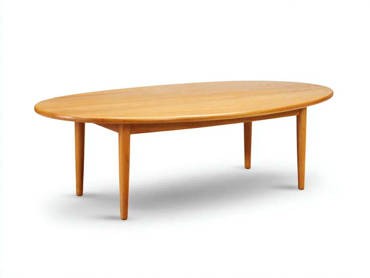 Mesa De Centro ovalada madera miel 125x68x44 cm - diseño retro con patas inclinadas