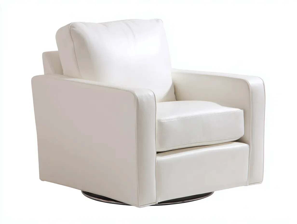 Sillón de piel 91x89x84 cm - blanco y negro - giratorio para salón moderno
