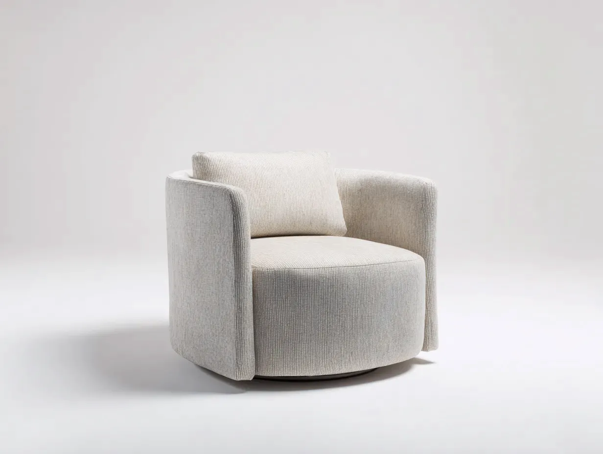 Sillón tapizado 86x85x76 cm - beige y negro - compacto giratorio para salón