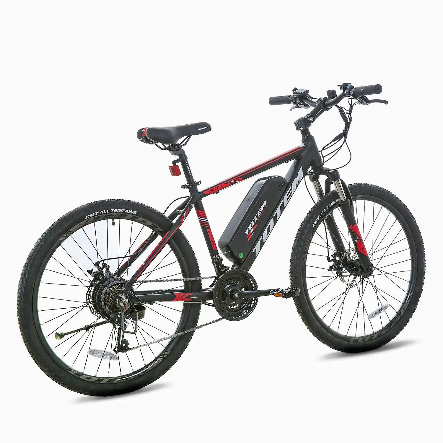 Totem Victor Electric Mountain Bike in Black Right Rear Three-Quarter View #black