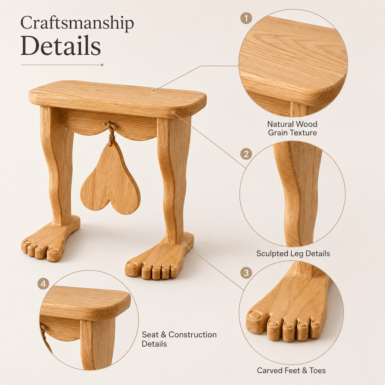Quirky Sculptural Wooden Stool