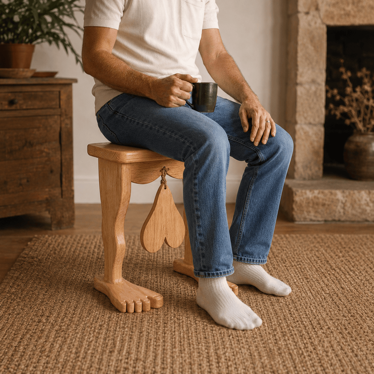 Quirky Sculptural Wooden Stool