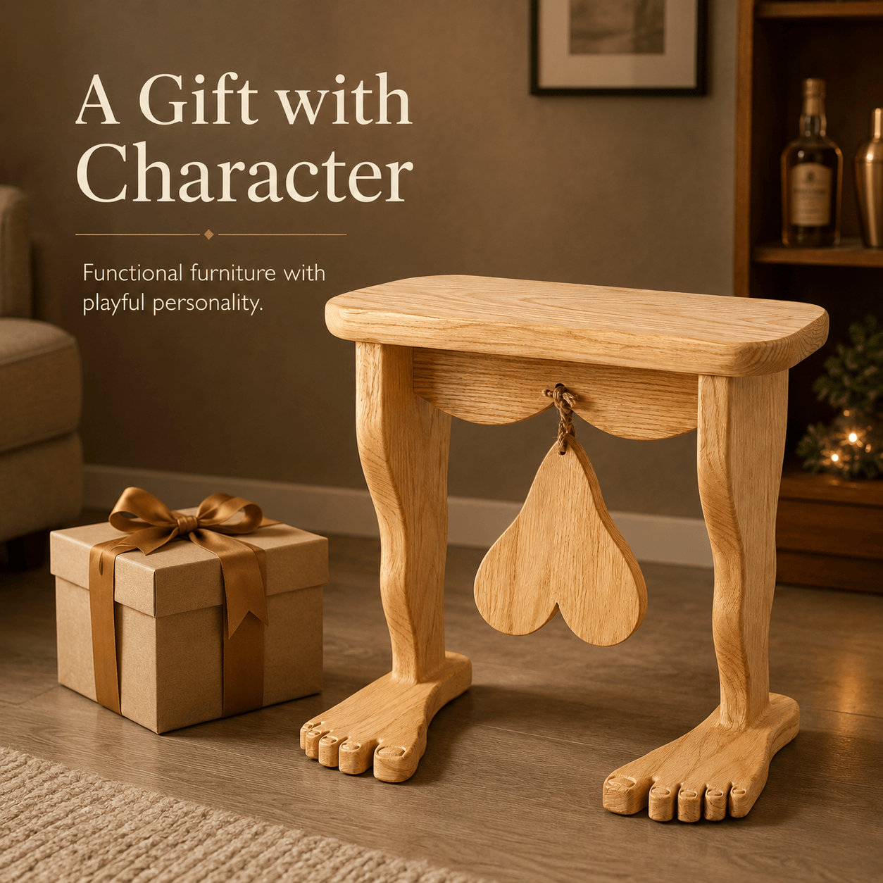 Quirky Sculptural Wooden Stool
