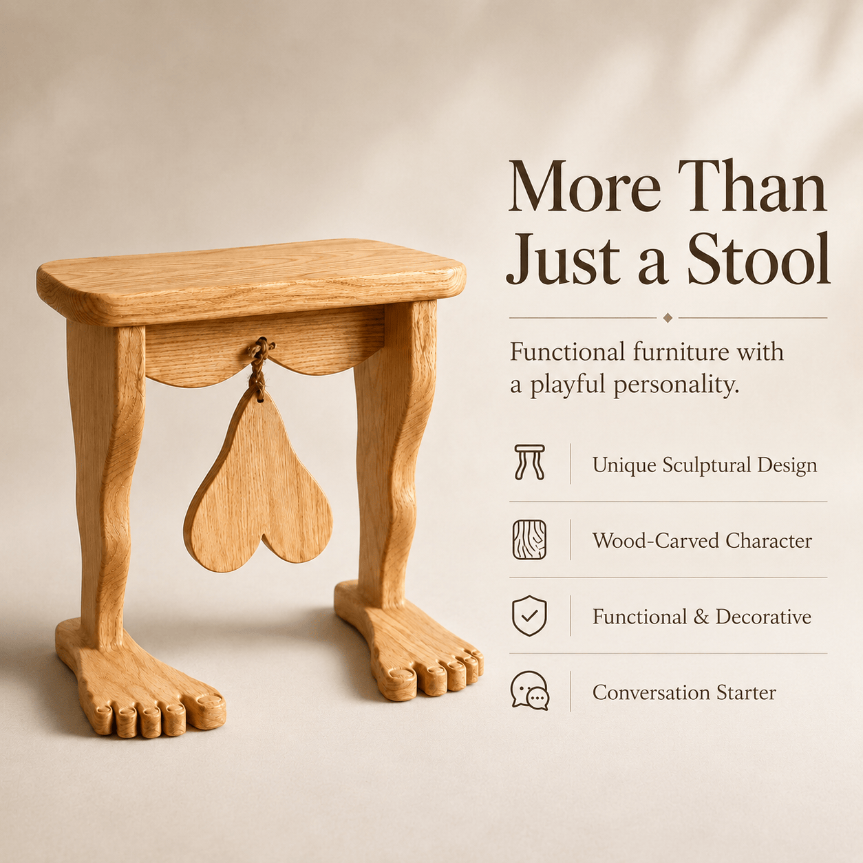 Quirky Sculptural Wooden Stool