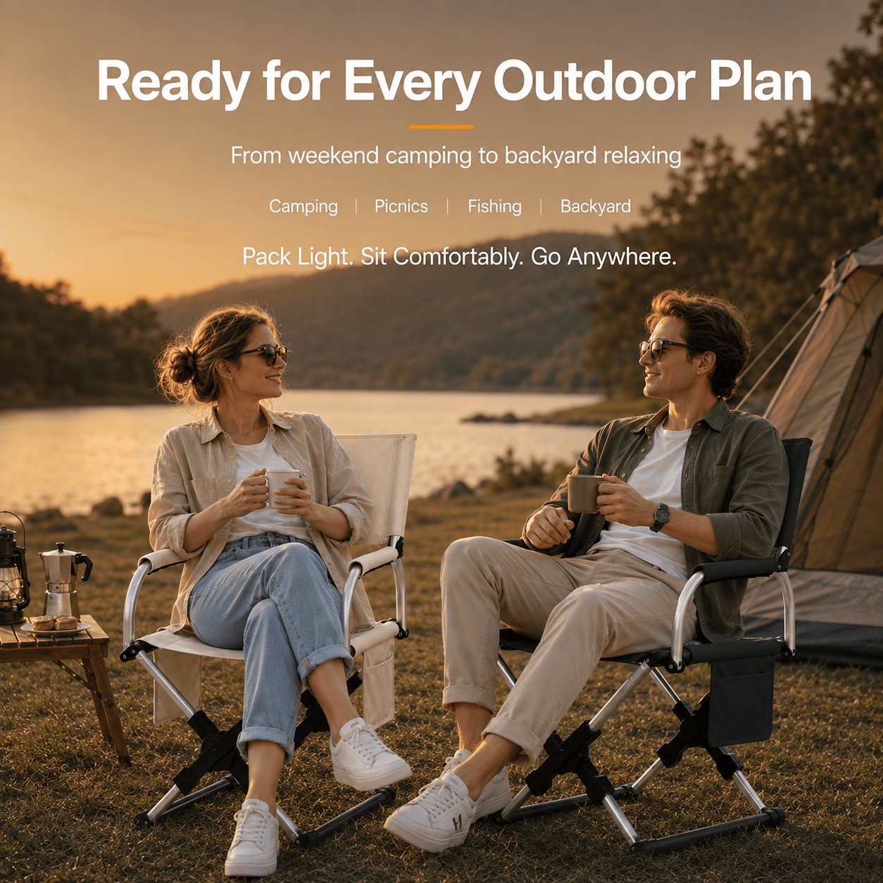 Portable Folding Camping Chair with Side Storage