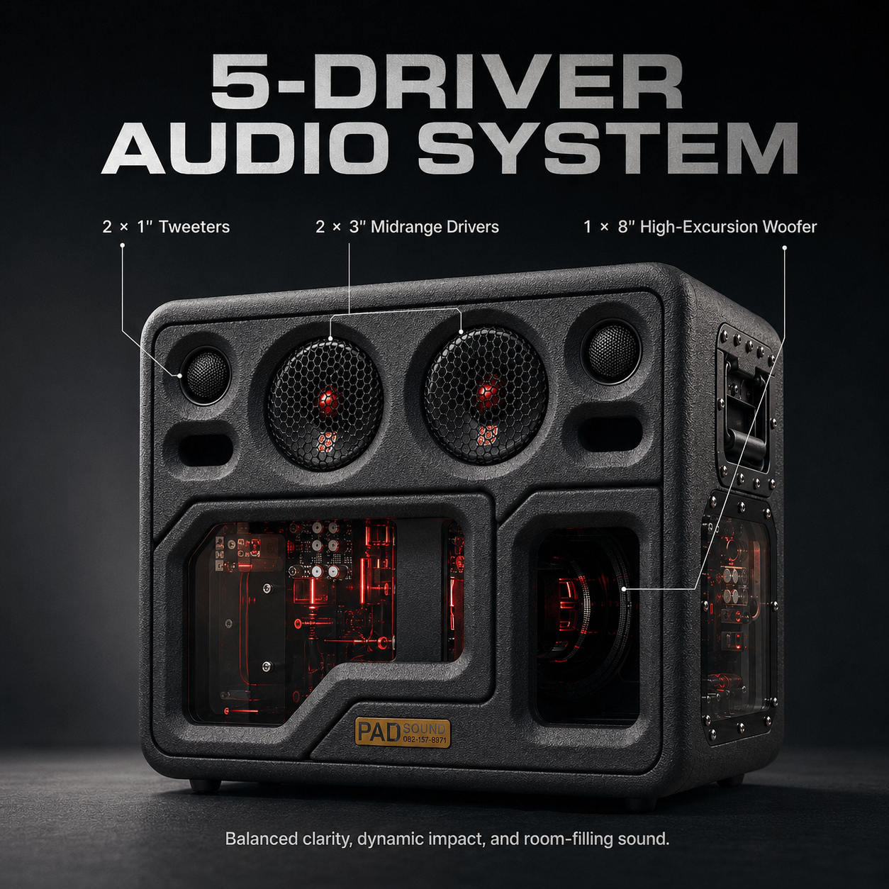 PAD SOUND X8 160W Transparent Bass Speaker