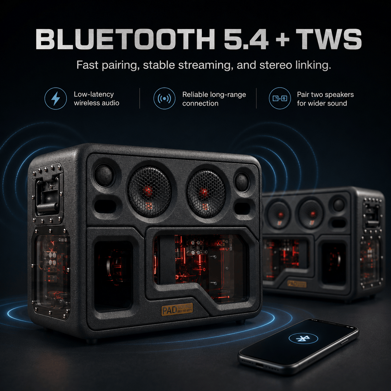 PAD SOUND X8 160W Transparent Bass Speaker