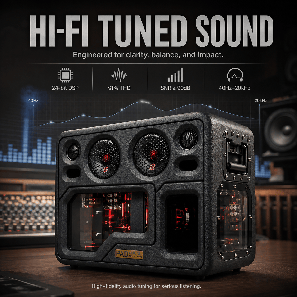 PAD SOUND X8 160W Transparent Bass Speaker